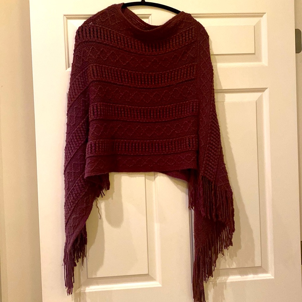 Asymmetrical knit poncho